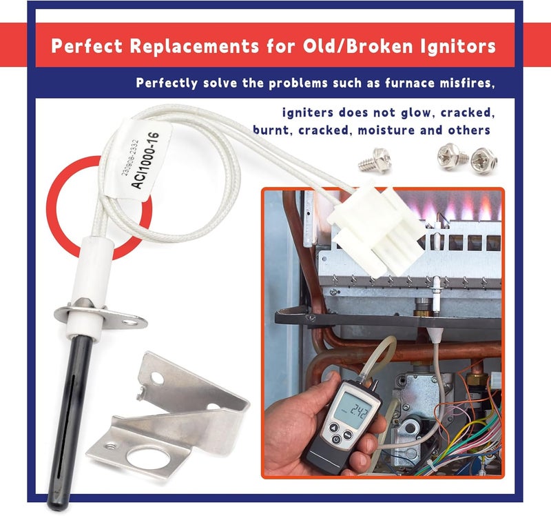 Dusledel 903110A 903110 Universal Furnace Hot Surface Ignitors With Plug, Round Silicon Nitride Hot Surface Igniters Kit Replacement for Nordyne Furnace Igniters 632504 - Image 3
